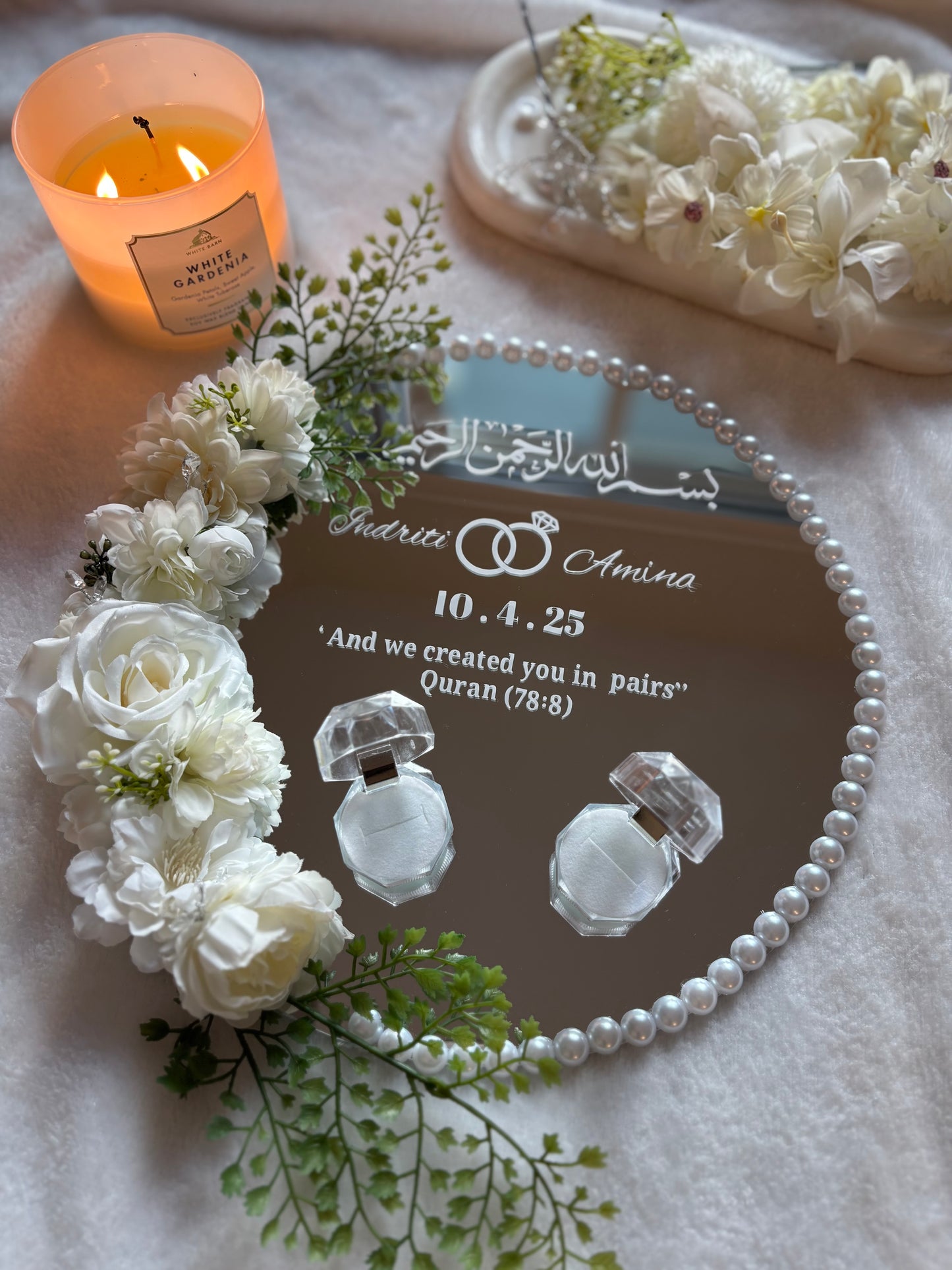 White Floral Ring tray