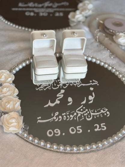 White and Silver Floral Engagement Tray