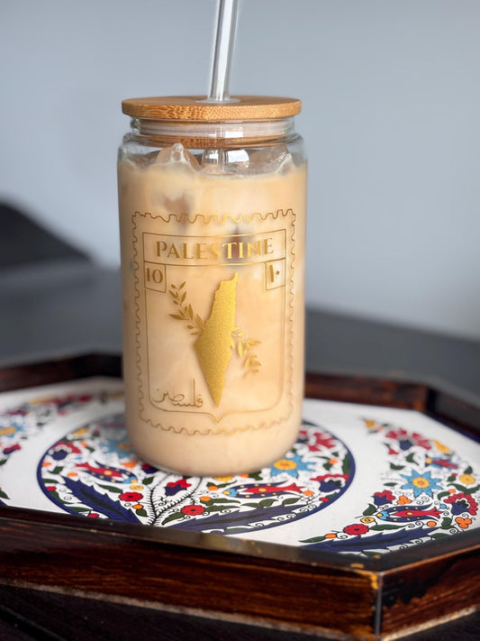 Palestine Stamp Glass Tumbler